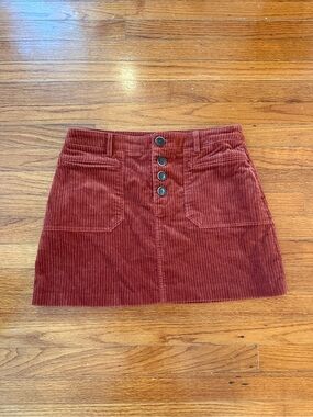 Zara Rust Red Corduroy Mini Skirt
